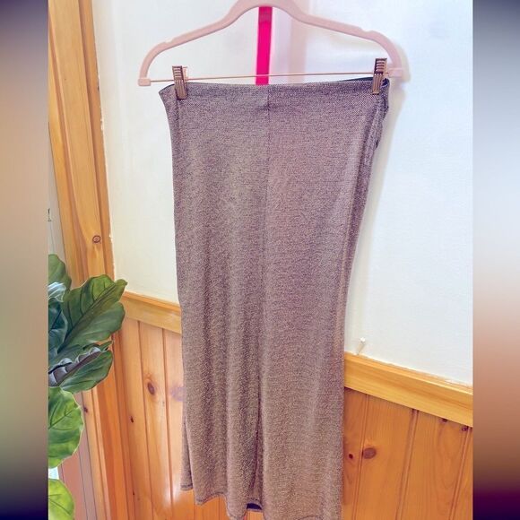 NWT ZARA  COPPER  SPARKLY DRAPED SKIRT SZ Large - Picture 6 of 8